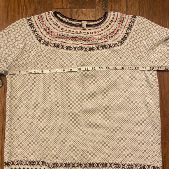 TALBOTS Pullover Sweater Women Size 1X Cotton Blend Fair Isle Nordic Soft Ivory - Picture 5 of 6